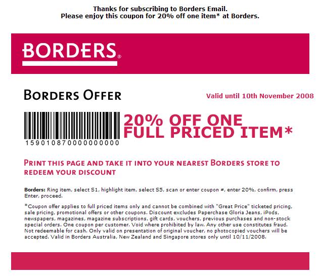 Borders Singapore Hidden Voucher | Books | Great Deals Singapore